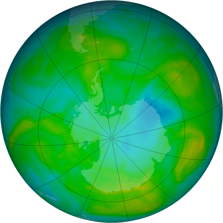 Antarctic ozone map for 19 January 1981